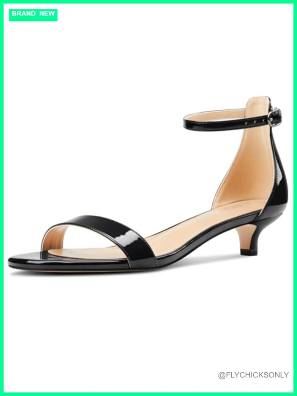 Women's Kitten Heel Ankle Strap Open Toe Sandals 1.5 Inch